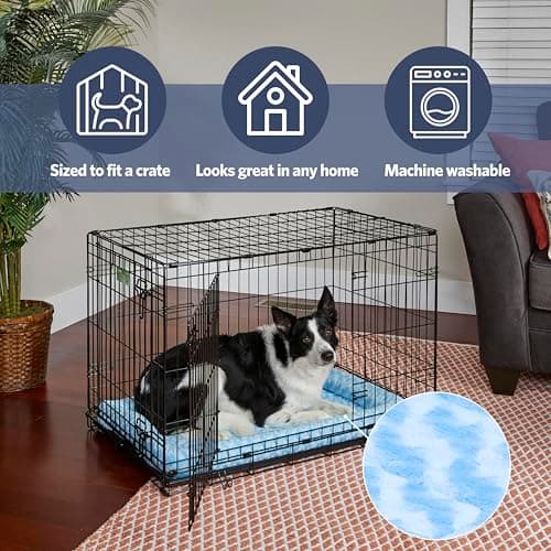 מיטה לכלב קטן — MidWest Homes for Pets QuietTime Fashion XS Dog Bed – Blue Faux Fur Bolster, Ult