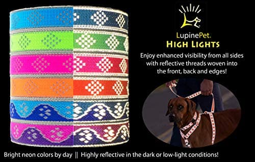קולר לכלב — Lupine Reflective Dog Collar 1" Wide Pink Paws Adjusts from 12" to 20"