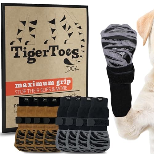 נעליים לכלב — DOK TigerToes Premium Non-Slip Dog Socks for Hardwood Floors Color Bundle (Size 