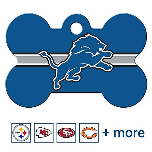 תג שם לכלב — GoTags Personalized Detroit Lions Dog Tag, Brass Metal Bone Shape Pet ID Tag Eng