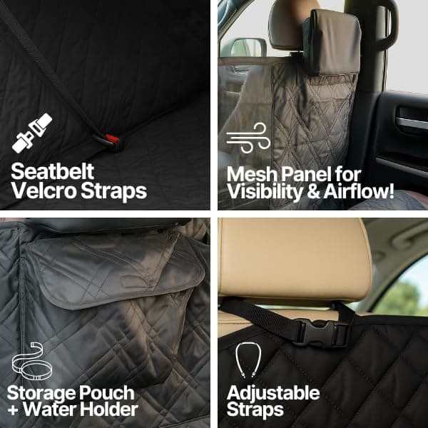 כיסוי רכב לכלב — Formosa Covers Deluxe Quilted and Padded Dog Car Back Seat Cover with Non-Slip B