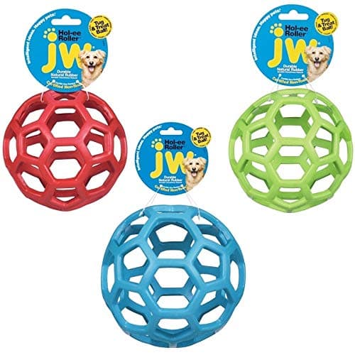 צעצוע חשיבה לכלב — JW Pet Hol-ee Roller Dog Toy Puzzle Ball, Natural Rubber, Small (3 Inch Diameter