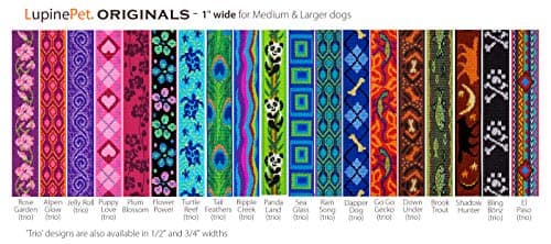 קולר לכלב — Large Dog Collar by Lupine 1" Wide Jelly Roll Design adjusts from 16" to 28"