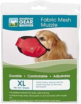 מחסום פה לכלב — Guardian Gear Fabric MESH Dog MUZZLES Comfortable Soft Red Muzzle for Dogs That 