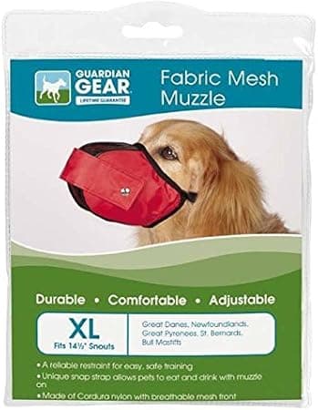 מחסום פה לכלב — Guardian Gear Fabric MESH Dog MUZZLES Comfortable Soft Red Muzzle for Dogs That 