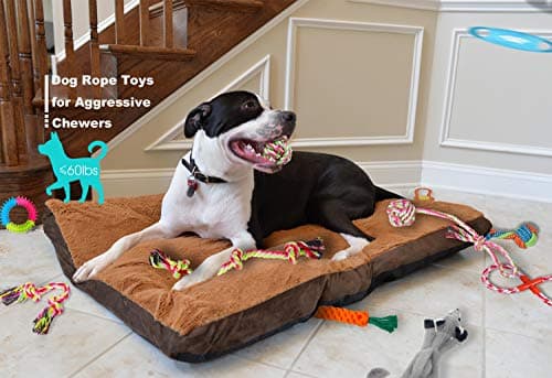 צעצוע חבל/כדור לכלב — Dog Rope Toy for Aggressive Chewers Medium Bleed Small Dogs Indestructible Toys 