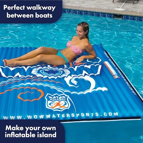 בריכה לכלב — WOW Sports World of Watersports Water Walkway 6 x 6 Feet Blue Inflatable Walkway