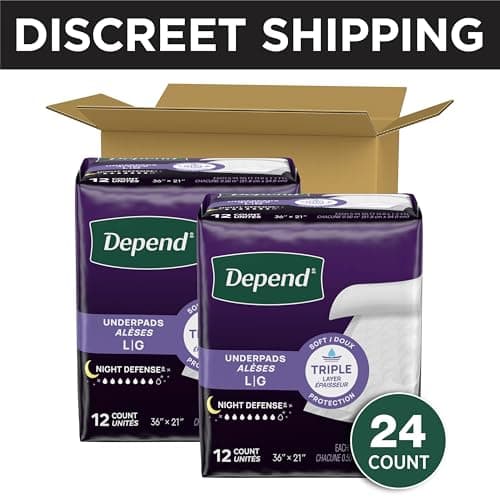 פד לכלב — Depend Underpads, Disposable Incontinence Bed Pads for Adults, Slip Resistant, 3