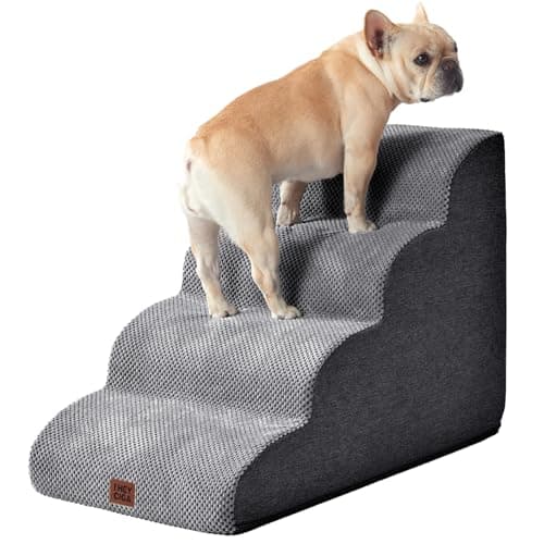 מדרגות לכלב — EHEYCIGA Curved Dog Stairs Ramp for High Beds 19.7" H, 4-Step Dog Steps for Smal
