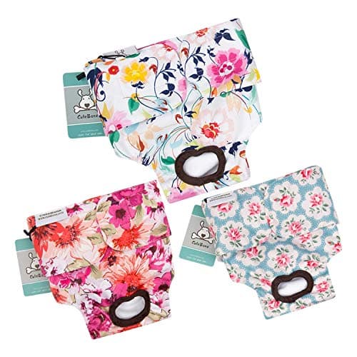 חיתול לכלב — CuteBone Small Dog Diapers Female Bundle | Floral Doggie Diapers & Classic Puppy