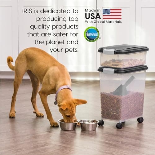 מיכל מזון לכלב — IRIS USA 30 lbs & 11 lbs Airtight Dog Food Storage Container Combo with Scoop & 