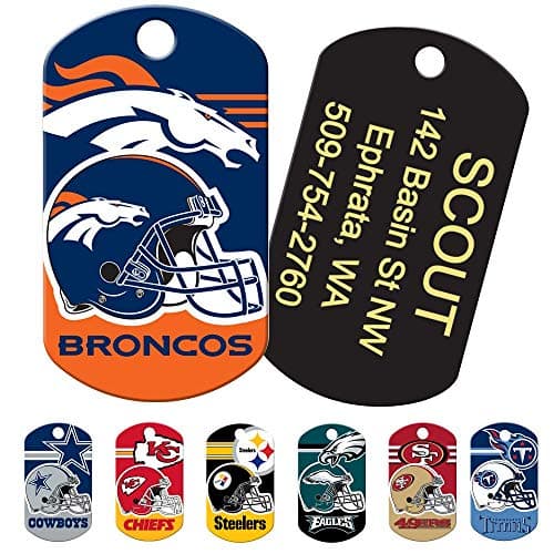 תג שם לכלב — GoTags Personalized NFL Dog Tags, Custom Engraved Pet ID Tag, Denver Broncos, Mi