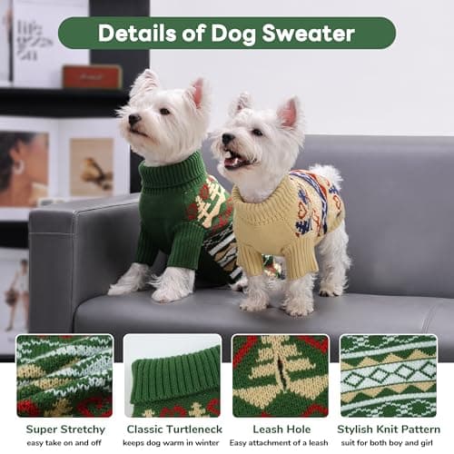 בגדים לכלב — PUMYPOREITY Dog Clothes Winter, Comfortable Stretch Knit Sweater, High Neck, Hol