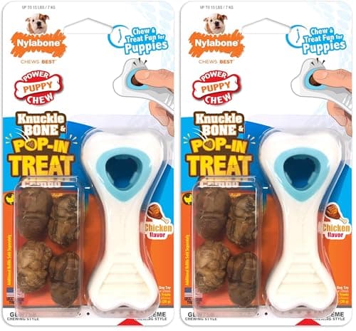 צעצוע חשיבה לכלב — Nylabone Knuckle Bone Pop-in Treat Toy Puppy Chew Toy for Puppies, Interactive T