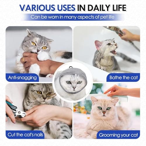 מחסום פה לכלב — Cat Muzzle Adjustable Anti-Bite Head Cover - Breathable Grooming Mask for Nail T