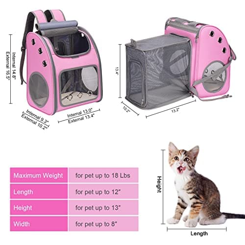 נשאית/תיק לכלב — Expandable Pet Carrier Backpack for Cats, Dogs and Small Animals, Portable Pet T