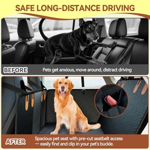 כיסוי רכב לכלב — Dog Car Seat Cover for Back Seat, Hard Bottom Car Seat Cover for Dogs, Waterproo