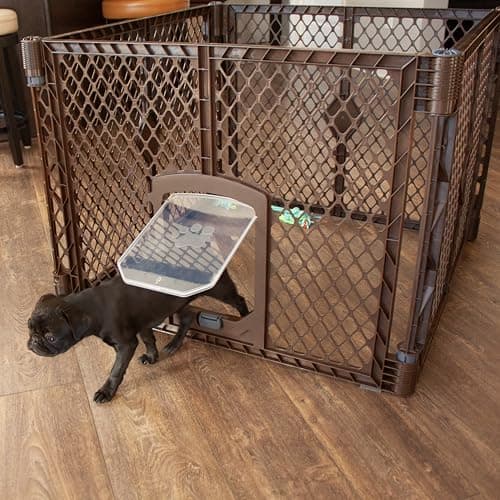 שער בטיחות לכלב — MyPet North States Petyard Passage: 4-Panel Folding Dog Playpen Indoor or Outdoo