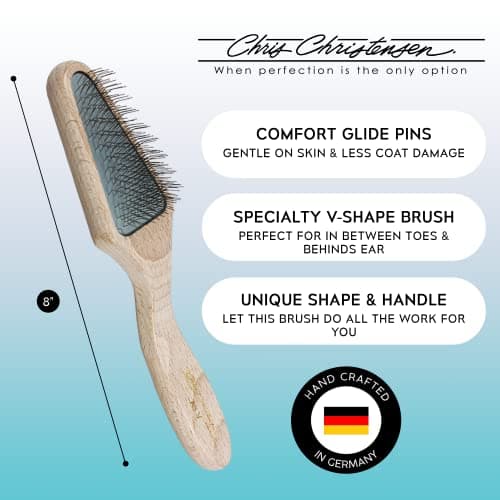 מברשת טיפוח לכלב — Chris Christensen Mark V Triangle Slicker Brush for Dogs, 12mm Pins, Groom Like 