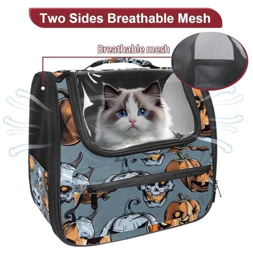 נשאית/תיק לכלב — Pumpkin Helloween5 Pet Cat Backpack Carrier for Kitty Small Dog, Ventilated Pet 