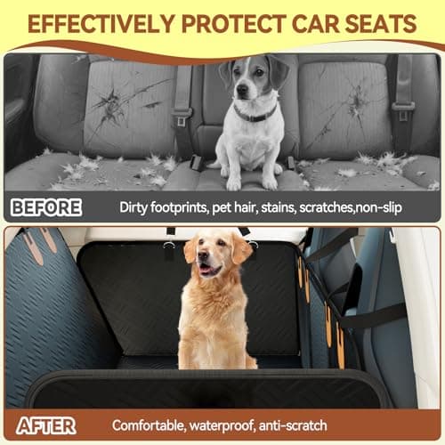כיסוי רכב לכלב — Dog Car Seat Cover for Back Seat, Hard Bottom Car Seat Cover for Dogs, Waterproo