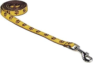נעליים לכלב — XSmall Yellow/Brown Puppy Paws Dog Leash: 1/2" Wide, 4ft Length - Made in USA.