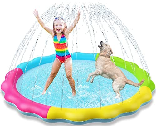 בריכה לכלב — Jasonwell Foldable Dog Pet Bath Pool and Kids Dog Splash Pad Sprinkler C