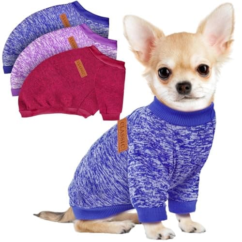 בגדים לכלב — 3 Pack Dog Sweaters for Small Dogs Girl Boy Winter Fleece Clothes Warm Soft Dog 