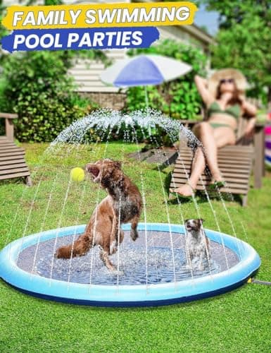 בריכה לכלב — Non-Slip Dog Splash Pad, Thickened Sprinkler Pool for Summer Outdoor Water Play 