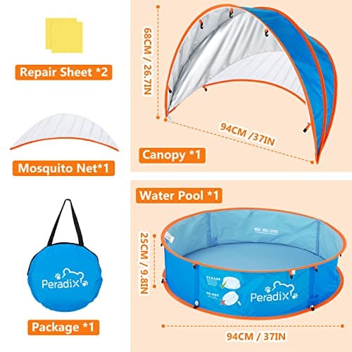 בריכה לכלב — Peradix Paddling Pool for Kids & Pets Infant Ball Pit Tent, Baby Beach Tent, Tod