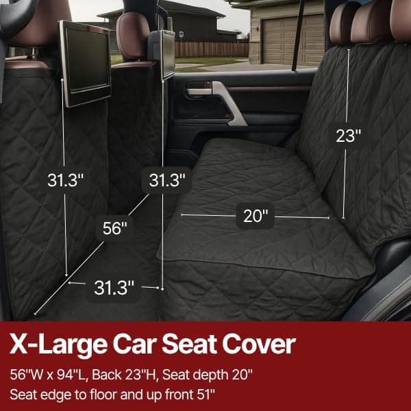 כיסוי רכב לכלב — Formosa Covers Deluxe Quilted and Padded Dog Car Back Seat Cover with Non-Slip B