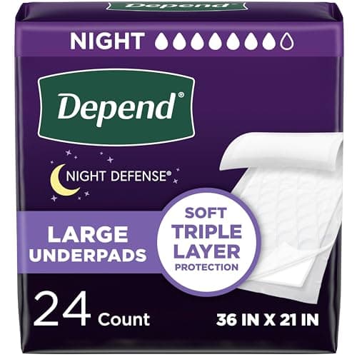 פד לכלב — Depend Underpads, Disposable Incontinence Bed Pads for Adults, Slip Resistant, 3