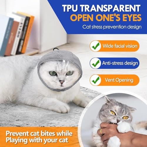 מחסום פה לכלב — Cat Muzzle Adjustable Anti-Bite Head Cover - Breathable Grooming Mask for Nail T