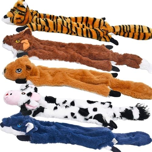 צעצוע חשיבה לכלב — SHARLOVY Dog Squeaky Toys 5 Pack, Pet Crinkle Toy No Stuffing Animals Plush, Dog