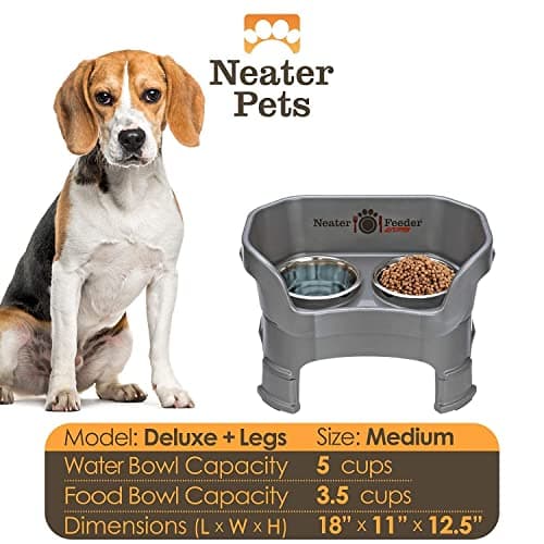 קערת האכלה לכלב — Neater Feeder Deluxe Medium Dog with Leg Extensions and Slow Feed Bowl, Gunmetal