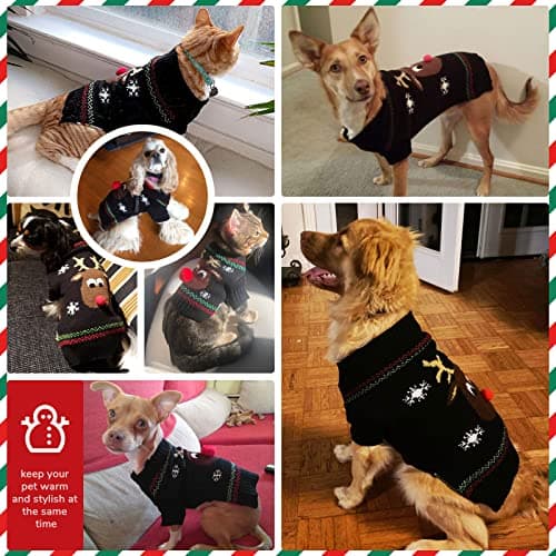 בגדים לכלב — PETCARE Dog Christmas Sweater Black Ugly Funny Cute Cartoon Reindeer Cat Sweater