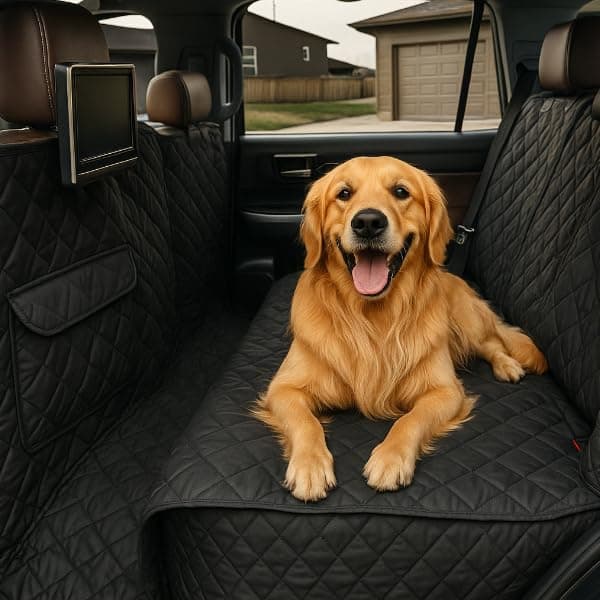 כיסוי רכב לכלב — Formosa Covers Deluxe Quilted and Padded Dog Car Back Seat Cover with Non-Slip B