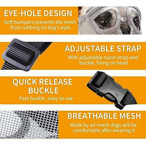 מחסום פה לכלב — Soft Silicone Flat Faced Muzzle Size S and Grey Bulldog Muzzle Size XXS Set for 