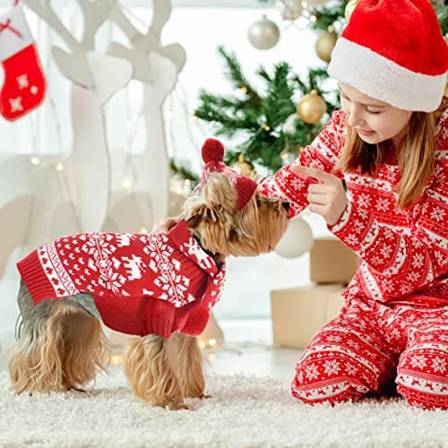 בגדים לכלב — PETCARE 3 Pack Small Dog Christmas Sweater Xmas Costume Set Cute Red Reindeer Sn