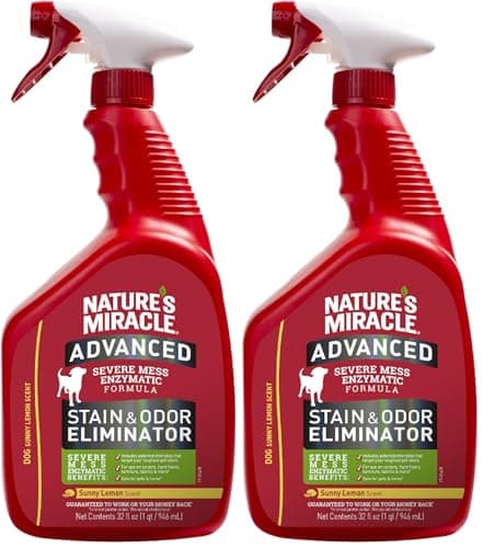 מוצר ניקיון לכלב — Nature's Miracle Advanced Stain & Odor Eliminator,32 Ounces,Sunny Lemon Scent,Se