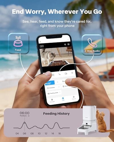 מצלמת מעקב לכלב — Automatic Cat Feeder with Camera - 7L/29 Cups Auto Dog Feeder with Large Food Tr