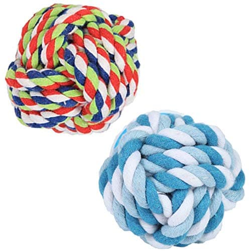 צעצוע חבל/כדור לכלב — Dog Rope Ball 2Pack - Medium Breeds Knot Ball Rope Toys for Puppies to Medium Do