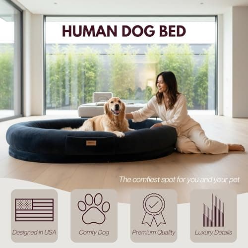 מיטה לכלב גדול — Human Dog Bed for Adults & Pets – Extra Large Cozy Lounger with Ultra-Soft Plush