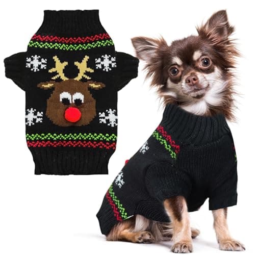 בגדים לכלב — PETCARE Dog Christmas Sweater Black Ugly Funny Cute Cartoon Reindeer Cat Sweater