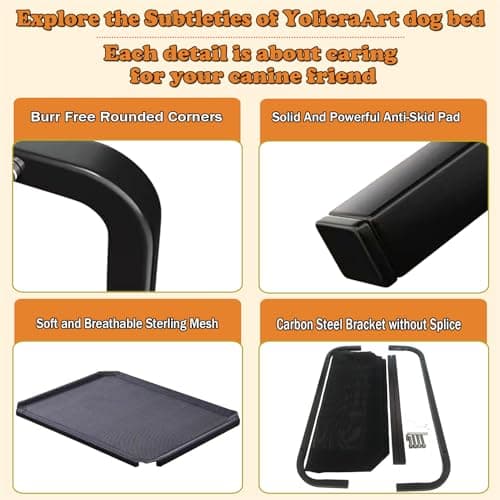 מיטה לכלב גדול — Raised Dog Bed for Large Dogs, Elevated Outdoor Dog Bed Easy to Assemble, Coolin