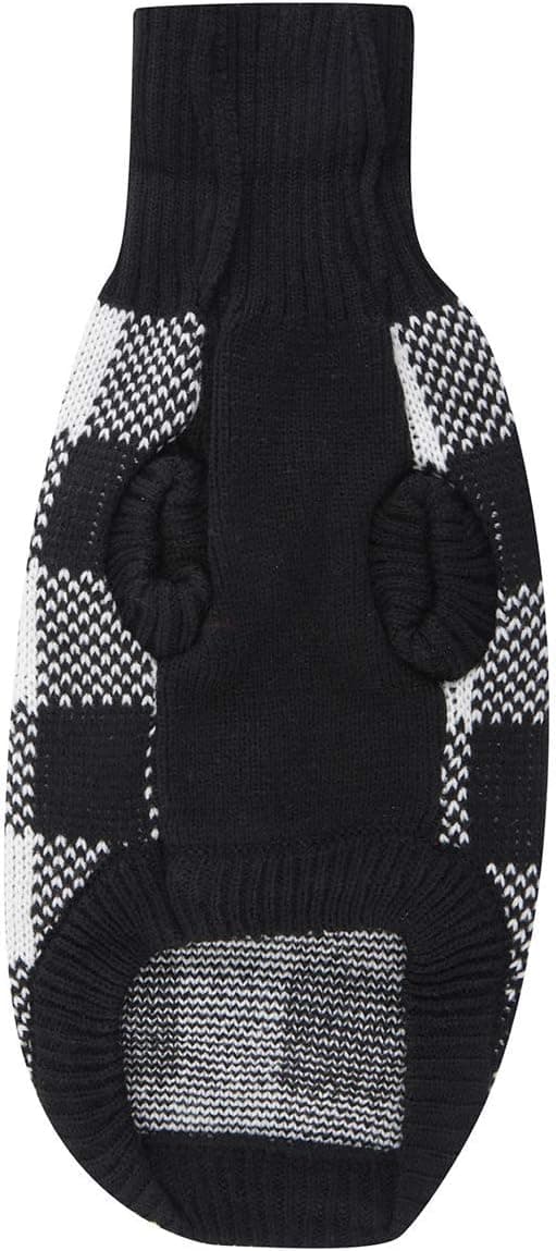 ביגוד לכלב — White Black Plaid Christmas Dog Sweater, Holiday Turtleneck 
