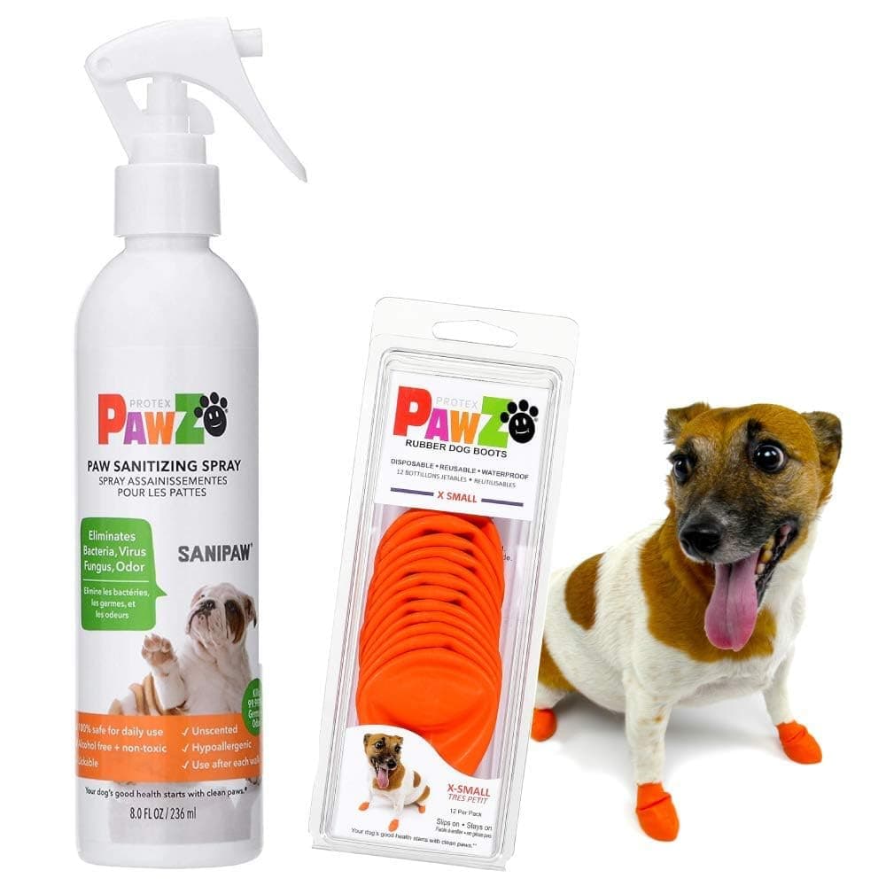 נעליים לכלב — Protex PawZ XS Dog Boots and Paw Sanitizer Spray
