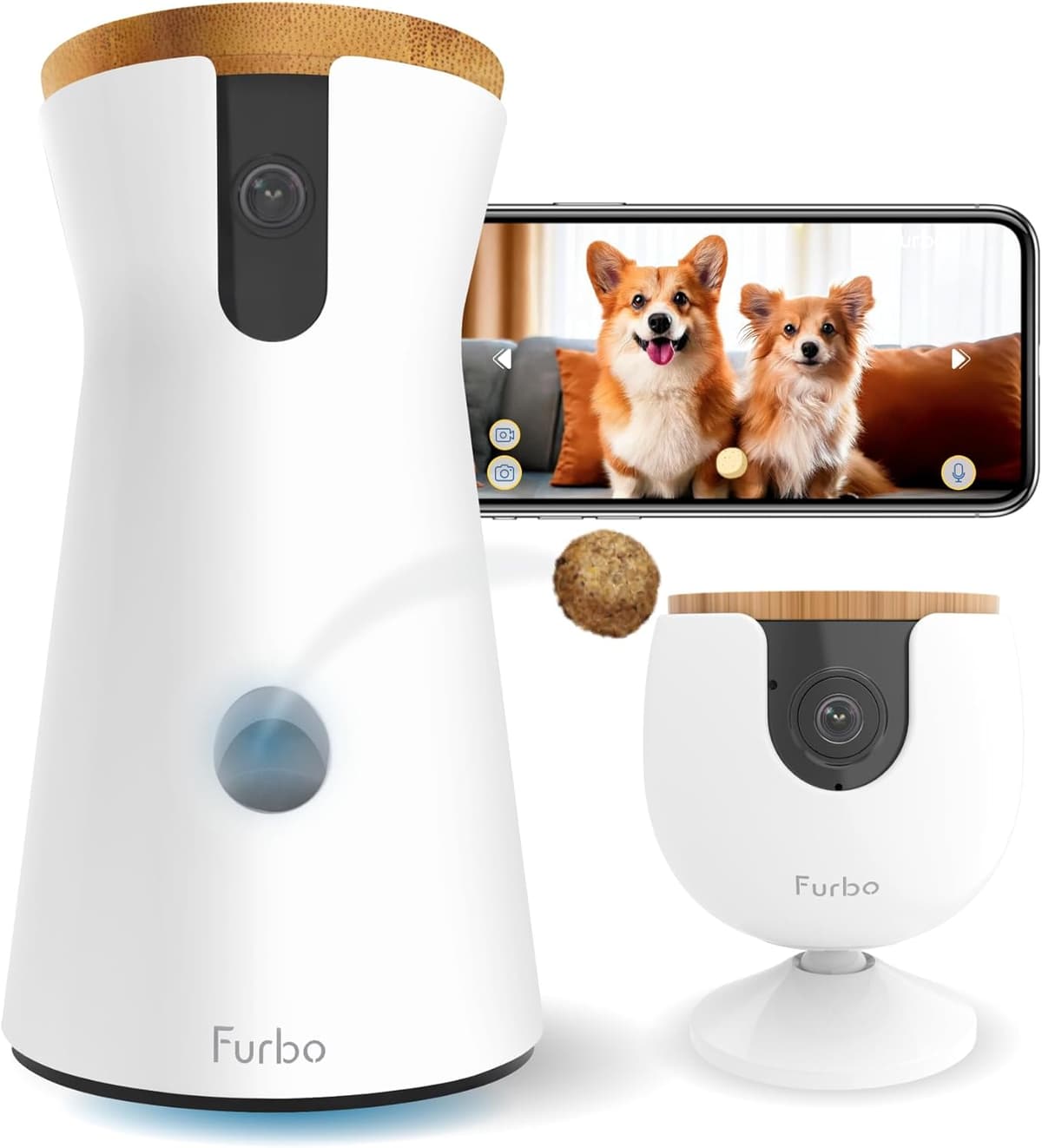 מצלמת מעקב לכלב — Furbo 360° Dog Camera + Mini [New Subscription Required at Setup] 2-Camera Bundl