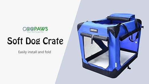 מלונה לכלב — JESPET 30'' Soft Pet Crates Kennel, 3 Door Soft Sided Folding Travel Pet Carrier