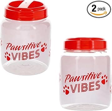 מיכל מזון לכלב — Greenbrier International 2Pack Red Dog Treat Container Pet Snack Jar Airtight Do